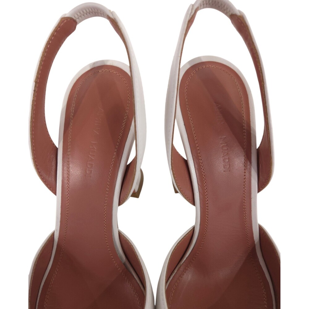 Amina Muaddi Begum Sling Pumps US 7.5 EU 37.5 Womens White Nappa Crystal $1150 - Picture 8 of 13